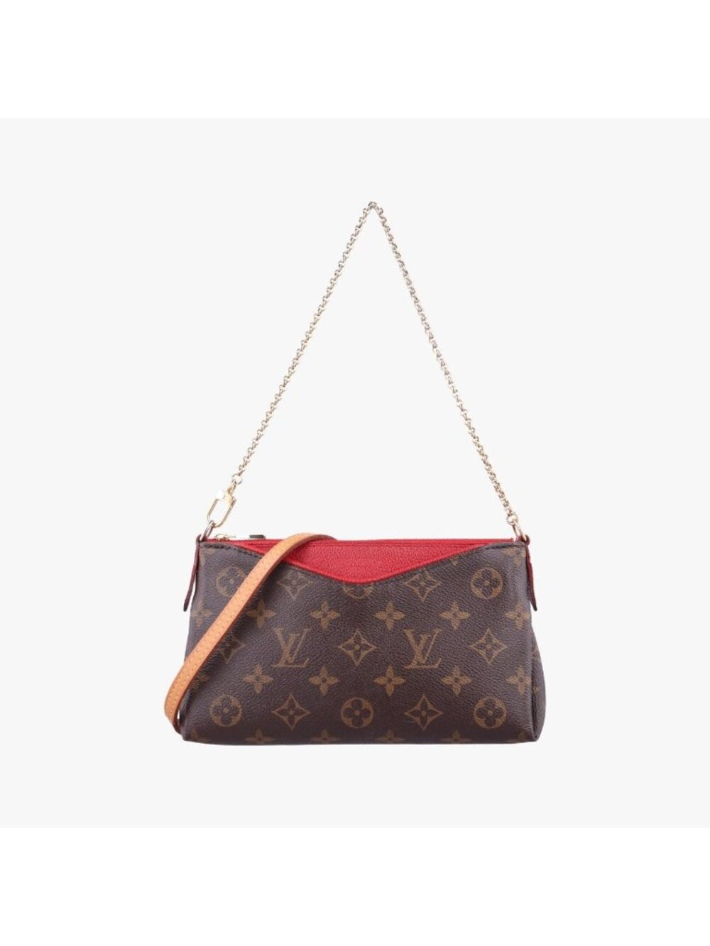 Louis Vuitton Pallas Clutch Monogram Brown Cerise Canvas Calfskin